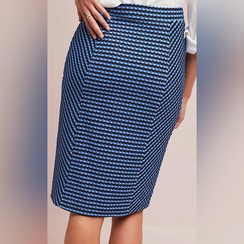 Maeve by Anthropologie Textured Indigo Pencil Skirt Size Small